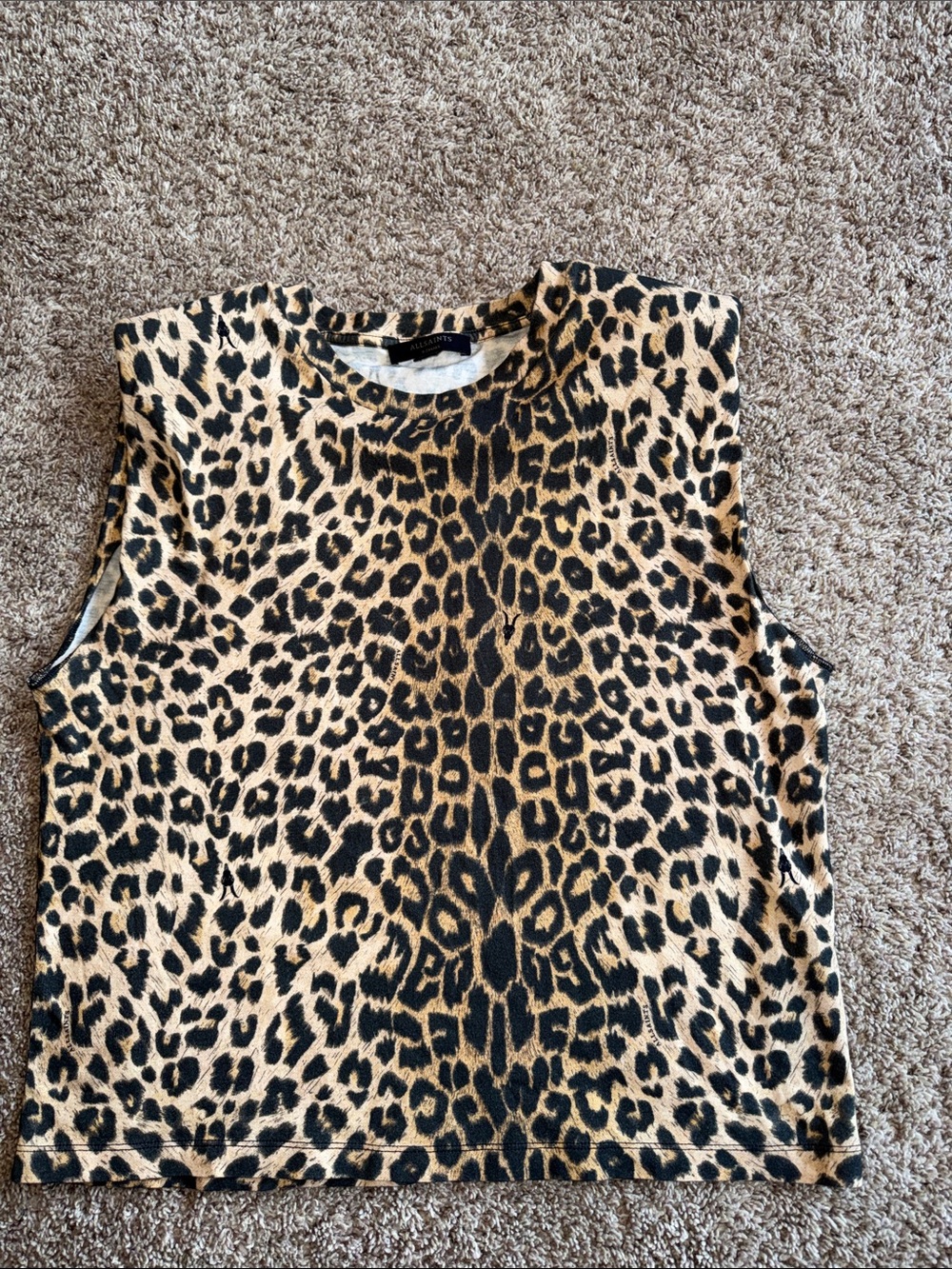 All Saints Coni leopard  shoulder pads tank size XS